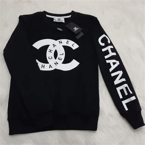 cream chanel sweatshirt|authentic chanel logo sweater.